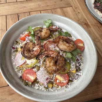 Avalon Beach House - Elote bowl with blackened shrimp - Cocktail Bars Near Me - Delray Beach, Florida Avalon Beach House - Elote bowl with blackened shrimp - Cocktail Bars Near Me - Delray Beach, Florida