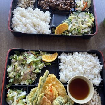 Emon - Teriyaki beef in the back and vegetable tempura - Japanese Near Me - Burbank, California