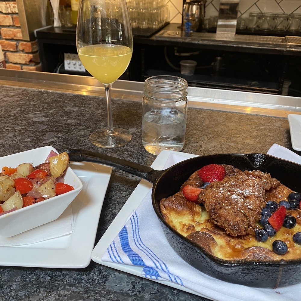 Scratch Kitchen & Taproom - Breakfast potato and pancake and chicken - Bars Near Me - Apex, North Carolina