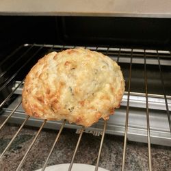 Toast 3 minutes. Cheddar Chive Scone is one of my favorites. 06/09/24