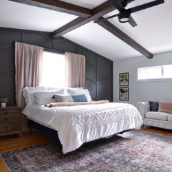 Tratt Custom Solutions - Master bedroom remodel with custom beams and trim.