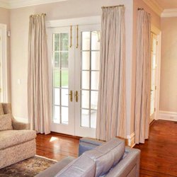 Ella's Design Studio - No design project is complete without custom window treatments. #ellasdesigns #workroom #windowtreatments