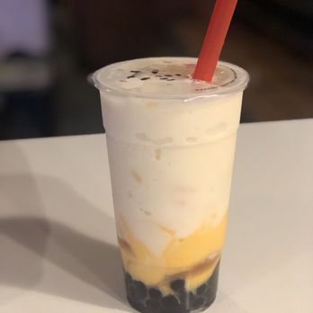 Oasis Tea Zone - Peach snow with egg pudding and boba - Coffee & Tea Near Me - Seattle, Washington