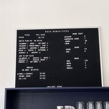 Back Bench Pizza - Menu 4/2/2026 - Pizza Near Me - Ventura, California