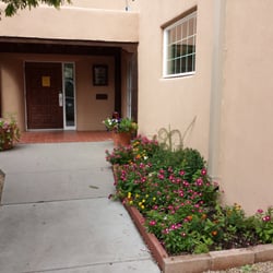 Socorro Public Library - Beautifully tended flower beds outside of library