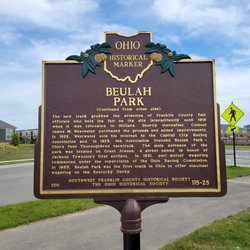 Beulah Park Memorial Sculpture And Memorial Garden Dedication - Historical marker for Beulah Park (side 2)
