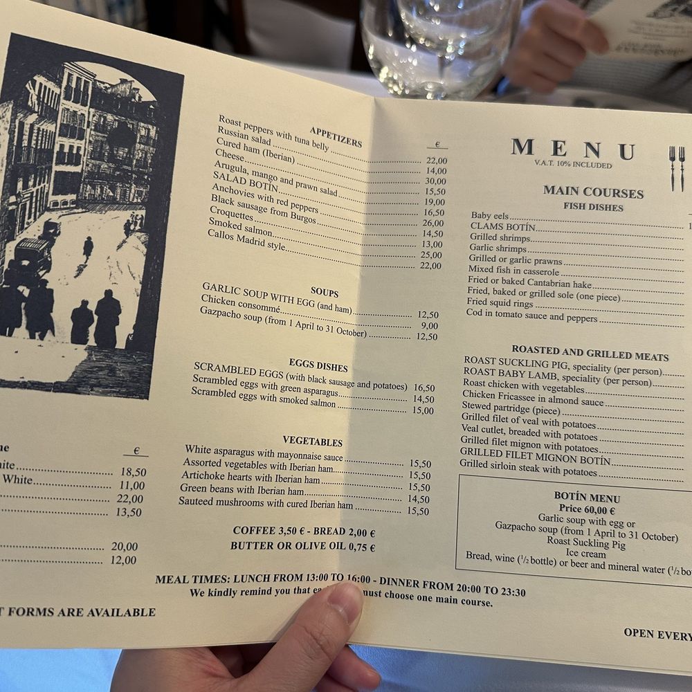 Botín - Menu - Spanish Near Me - Madrid, M