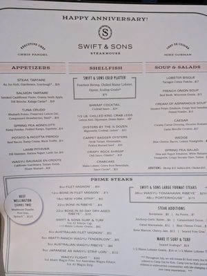 Menu photo 1 Swift & Sons Steakhouse Chicago, IL Menu photo 1 Swift & Sons Steakhouse Chicago, IL