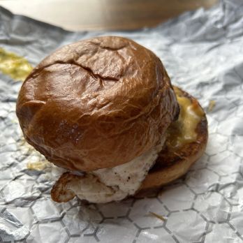 Moonwalker Cafe - Breakfast Sandwich with sausage and over medium fried egg. Very good!! - Coffee & Tea Near Me - Chicago, Illinois
