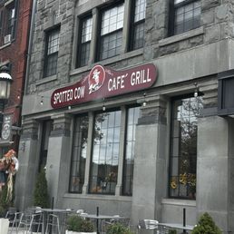 Exterior outside entrance of Spotted Cow Cafe & Grill - The restaurant facade. - Roscoe, New York Exterior outside entrance of Spotted Cow Cafe & Grill - The restaurant facade. - Roscoe, New York