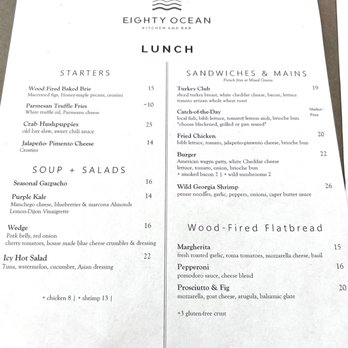 Eighty Ocean Kitchen and Bar - Menu - American Near Me - Jekyll Island, Georgia Eighty Ocean Kitchen and Bar - Menu - American Near Me - Jekyll Island, Georgia