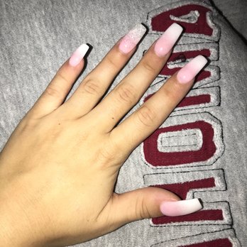 Lavish Nail Spa - french fade , coffin shape , dip powder , sparkly accent nail - Nail Salons Near Me - Keller, Texas Lavish Nail Spa - french fade , coffin shape , dip powder , sparkly accent nail - Nail Salons Near Me - Keller, Texas