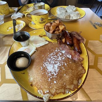 Honey Bees Breakfast Lunch - Fantastic pancakes, plump sausage, crunchy bacon(blech) and 2 over easy eggs made - Breakfast & Brunch Near Me - Myrtle Beach, South Carolina Honey Bees Breakfast Lunch - Fantastic pancakes, plump sausage, crunchy bacon(blech) and 2 over easy eggs made - Breakfast & Brunch Near Me - Myrtle Beach, South Carolina