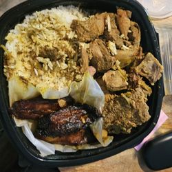 Tati’s Island Cuisine - Curry chicken, white rice and plantain