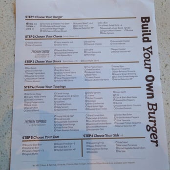 The Counter - The menu to choose from - Burgers Near Me - Honolulu, Hawaii