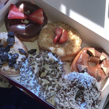 Amy's Donuts - Strawberry Chocolate, Strawberry Cheesecake(My fave), Reese's, Oreo, Andre's Mint, and Chocolate Coconut - Donuts Near Me - Albuquerque, New Mexico