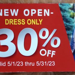 Park's Fashion - Up to 30% off. Open May 1, 2023. Discount valid thru 5/1/23 - 5/31/23
