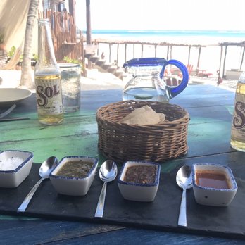 La Zebra - Complimentary chips and 3 salsa varieties - Mexican Near Me - Tulum, ROO