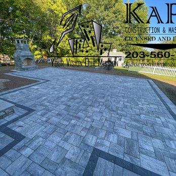 KAPO Construction & Masonry - Limestone Quarry Blend paver patio with Outdoor Fireplace done in Southington CT - Masonry/Concrete Near Me - Wolcott, Connecticut KAPO Construction & Masonry - Limestone Quarry Blend paver patio with Outdoor Fireplace done in Southington CT - Masonry/Concrete Near Me - Wolcott, Connecticut