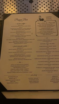 Menu photo 1 Proper Bar Washington, DC, DC