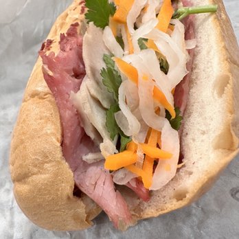 Crispy Banh Mi - Photo after toasted at home --ask for veggies on the side if you're not going to eat it right away to add on after toasting your sandwiches - Vietnamese Near Me - Charlotte, North Carolina Crispy Banh Mi - Photo after toasted at home --ask for veggies on the side if you're not going to eat it right away to add on after toasting your sandwiches - Vietnamese Near Me - Charlotte, North Carolina