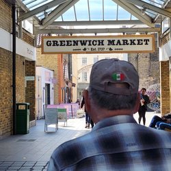 Greenwich Market - The man, bee-lining it out of the market