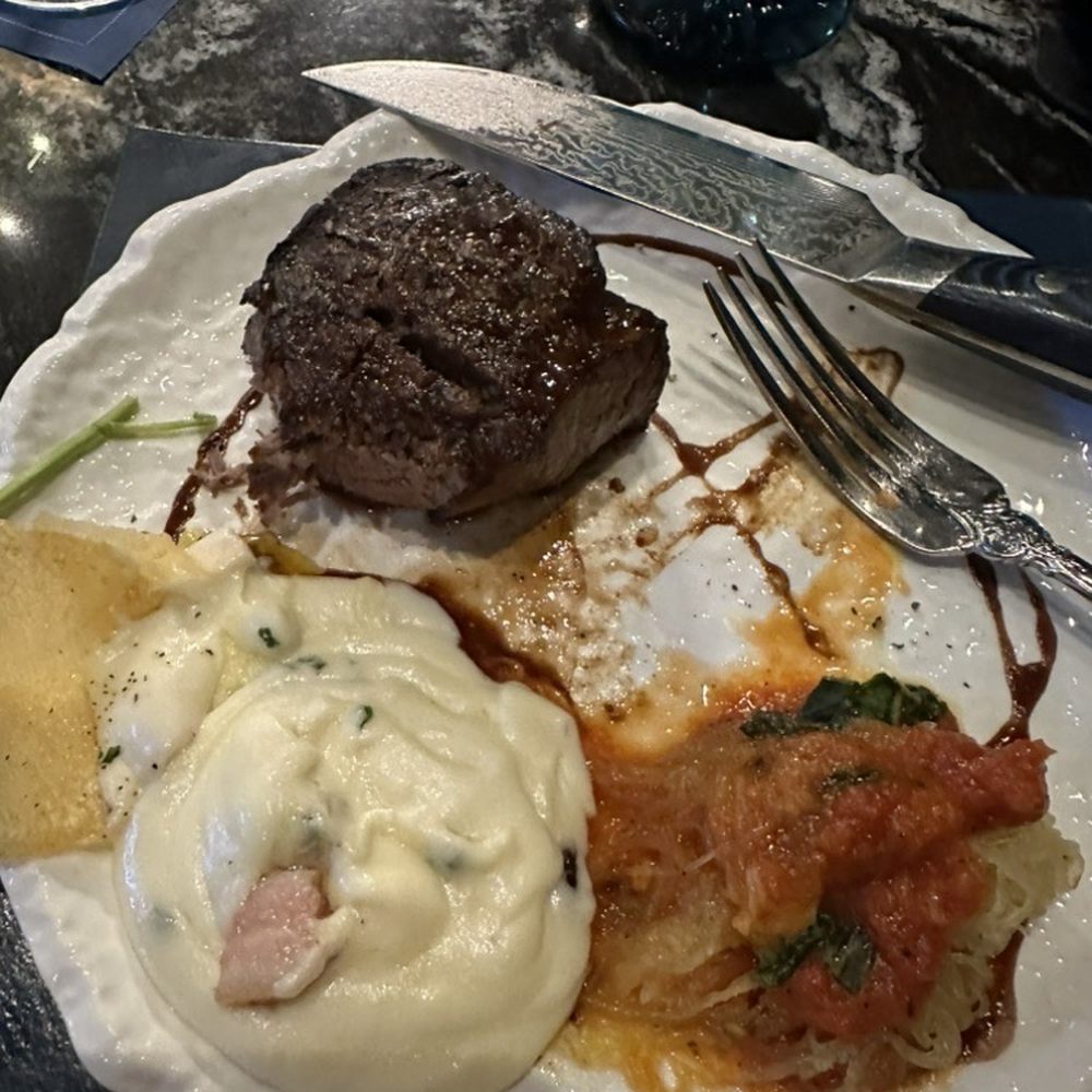 Prime 141 - The filet mignon, the mashed potato purée and spaghetti squash all delisious - Steakhouses Near Me - Enterprise, Nevada Prime 141 - The filet mignon, the mashed potato purée and spaghetti squash all delisious - Steakhouses Near Me - Enterprise, Nevada