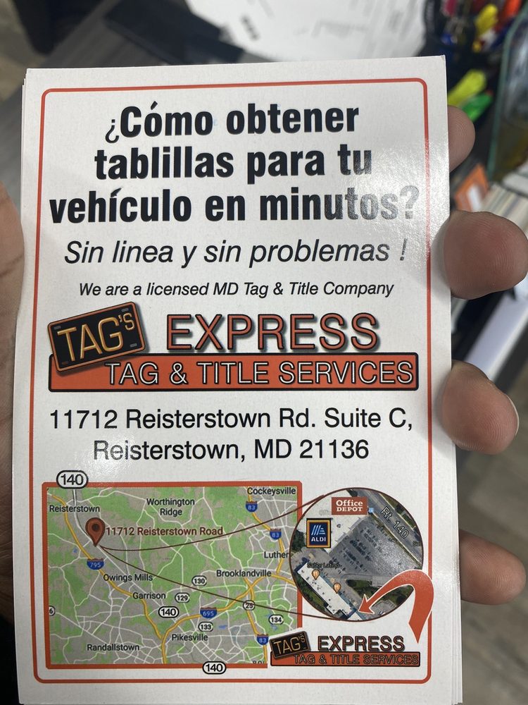 EXPRESS TAG AND TITLE SERVICES Updated May 2024 11712 Reisterstown