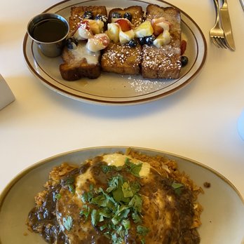 HashTAG - Central Park - Top plate is the Bread Pudding French Toast and the bottom plate is the Loco Moco. - Breakfast & Brunch Near Me - Denver, Colorado