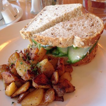 Cafe Du Soleil - Veggi sandwich (four toppings) with hash browns... - Breakfast & Brunch Near Me - Vancouver, British Columbia