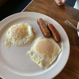 Two eggs and sausages Two eggs and sausages