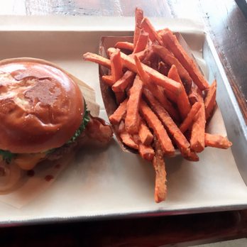 Social Burger - Delicious CHEESEBURGER with a slice of BACON and SWEET POTATO FRIES. - Burgers Near Me - Vienna, Virginia Social Burger - Delicious CHEESEBURGER with a slice of BACON and SWEET POTATO FRIES. - Burgers Near Me - Vienna, Virginia