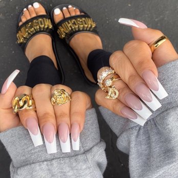 Gummme Nails & Spa - the deep "u" like French tip design I wanted - Nail Salons Near Me - Bellflower, California Gummme Nails & Spa - the deep "u" like French tip design I wanted - Nail Salons Near Me - Bellflower, California