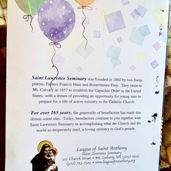 St Lawrence Seminary - My Aunt had my birthday card returned to her (wrong zip code) got it now. Grateful. 03/19/26