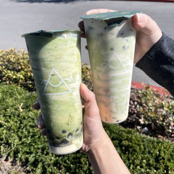 OMOMO Tea Shoppe - Omomo matcha with boba (my fav!) and Oreo brulee green milk tea - Coffee & Tea Near Me - Irvine, California