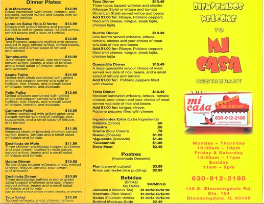 Menu photo 3 Mi Casa Bloomingdale, IL