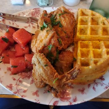Yardbird - Chicken and whaffles with spicy watermelon - Southern Near Me - Dallas, Texas Yardbird - Chicken and whaffles with spicy watermelon - Southern Near Me - Dallas, Texas