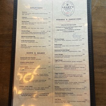 Leary's Landing Irish Pub - Menu - Irish Pub Near Me - Bar Harbor, Maine