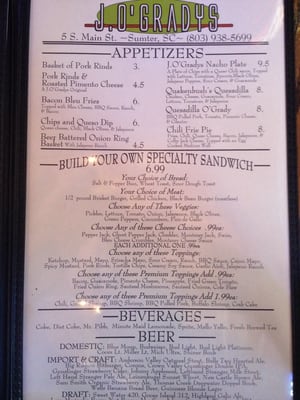 Menu photo 7 J O' Gradys Sumter, SC Menu photo 7 J O' Gradys Sumter, SC