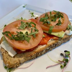 Lemon Tree Cafe and Market - Avocado Toast, no egg, add vegan cream cheese