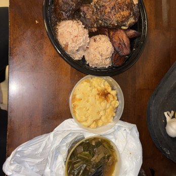 Back A Yard - Jerk Chicken & Beef Oxtails Combo with added side of macaroni and cheese and greens - Caribbean Near Me - San Jose, California Back A Yard - Jerk Chicken & Beef Oxtails Combo with added side of macaroni and cheese and greens - Caribbean Near Me - San Jose, California