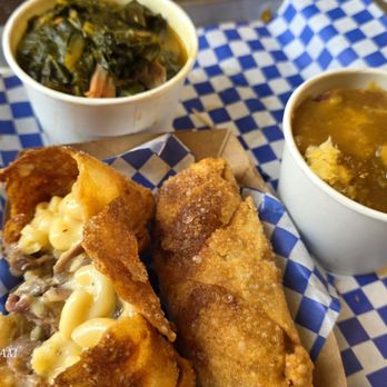 Whip My Soul - Greens Cornbread dressing Oxtail mac and cheese egg roll - Southern Near Me - Austin, Texas Whip My Soul - Greens Cornbread dressing Oxtail mac and cheese egg roll - Southern Near Me - Austin, Texas