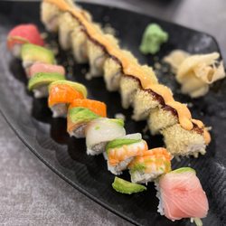 Tabu Sushi Bar and Grill - Rainbow and Crunchy Rolls.