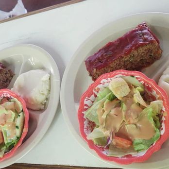 Red Bird Kitchen - Meatloaf, salad & mashed potatoes. - American Near Me - Edom, Texas