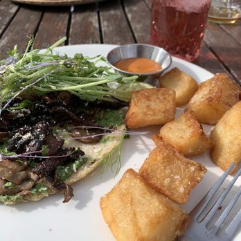 peasants FEAST - Mushroom tacos! Wine spritzer! - American Near Me - Solvang, California peasants FEAST - Mushroom tacos! Wine spritzer! - American Near Me - Solvang, California