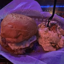 Dago with the Works (mozzerella), potato salad. Dago with the Works (mozzerella), potato salad.