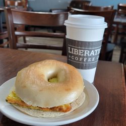 That bagel egg sandwich with spinach feta cheese is delish! The oatmilk latte is super smooth!