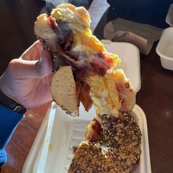 JC’s Hot Bagels - Bacon, Egg, and Cheese on everything bagel. - Bagels Near Me - Burlington, Ontario