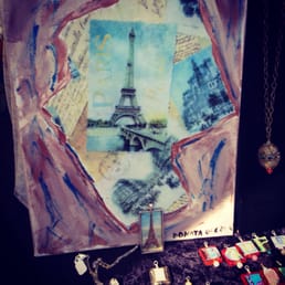 Necklaces and artwork by Donata Guerra