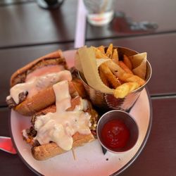The Stubborn Mule - Chipotle Cheesesteak with rosemary parmesan fries